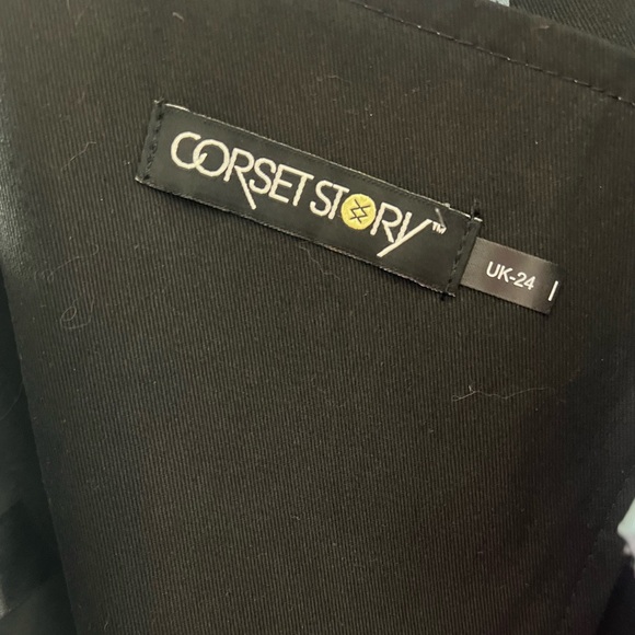 CORSET STORY ANTIQUE DUSKY BLUE SATIN OVERBUST CORSET US SIZE 20 2X - Picture 10 of 16